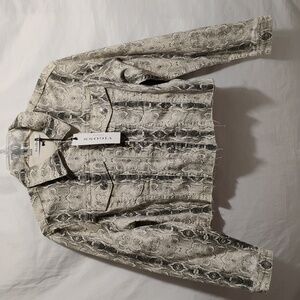 NWT Vigoss Jeans Snakeskin Print Button Up Crop Jacket Sz.S Fits Bigger